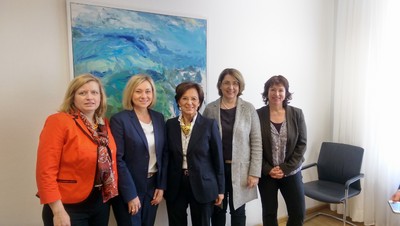 Die Mitglieder der Kinderkommission mit Staatsministerin Emilia M�ller

