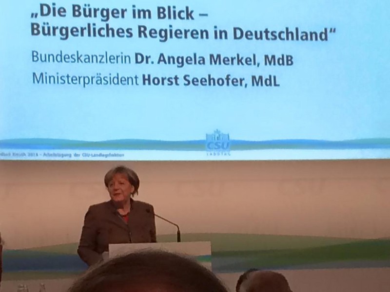 Bundeskanzlerin Dr. Angela Merkel spricht bei der Winterklausur der CSU in Wildbad Kreuth